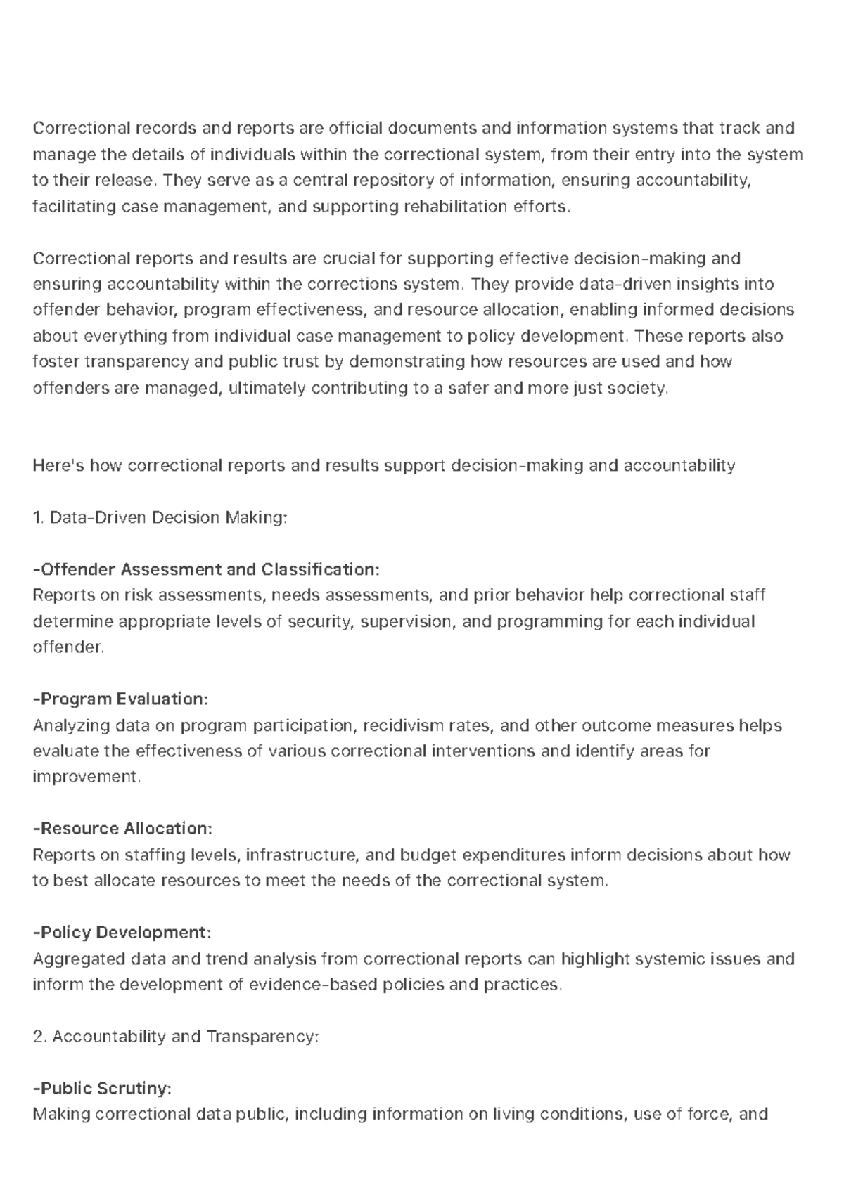 The Role of Correctional Reports in Inmate Rehab & Accountability - Studocu