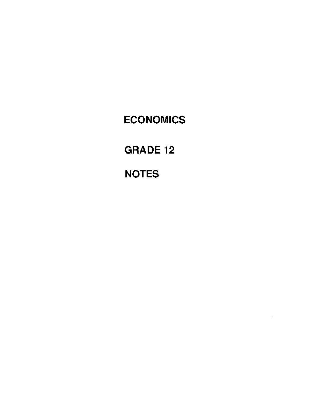 Grade 12 Economics: Comprehensive Study Notes & Revision Guide - Studocu