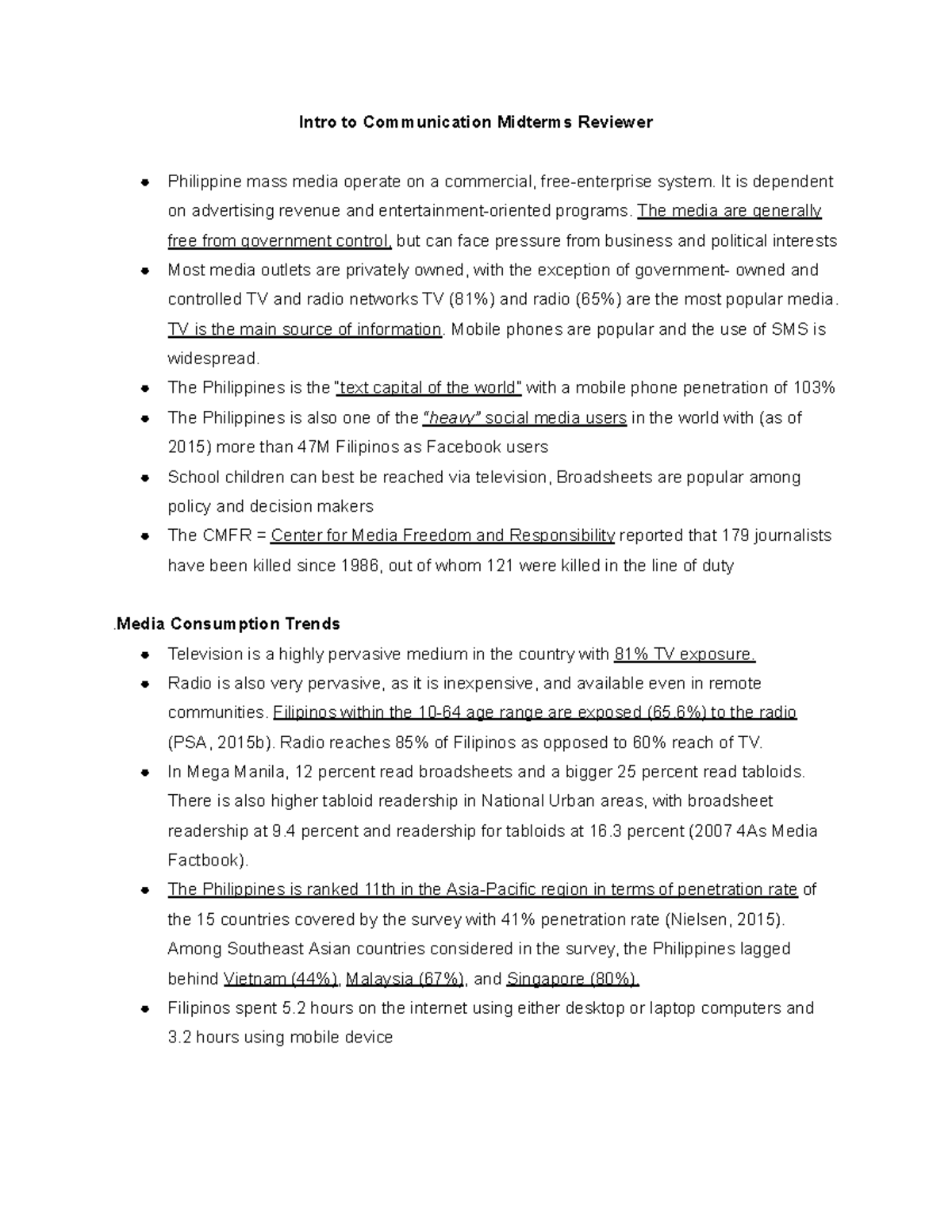 Intro to Communication - Midterm Exam Reviewer Guide - Studocu
