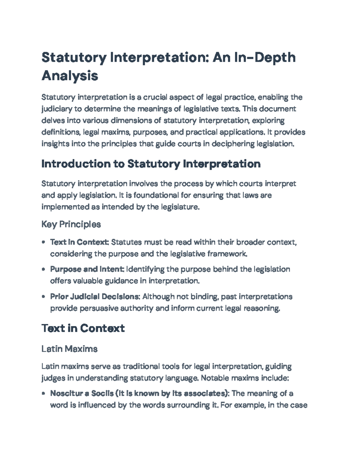 Statutory Interpretation: Principles & Applications - Legal Analysis ...