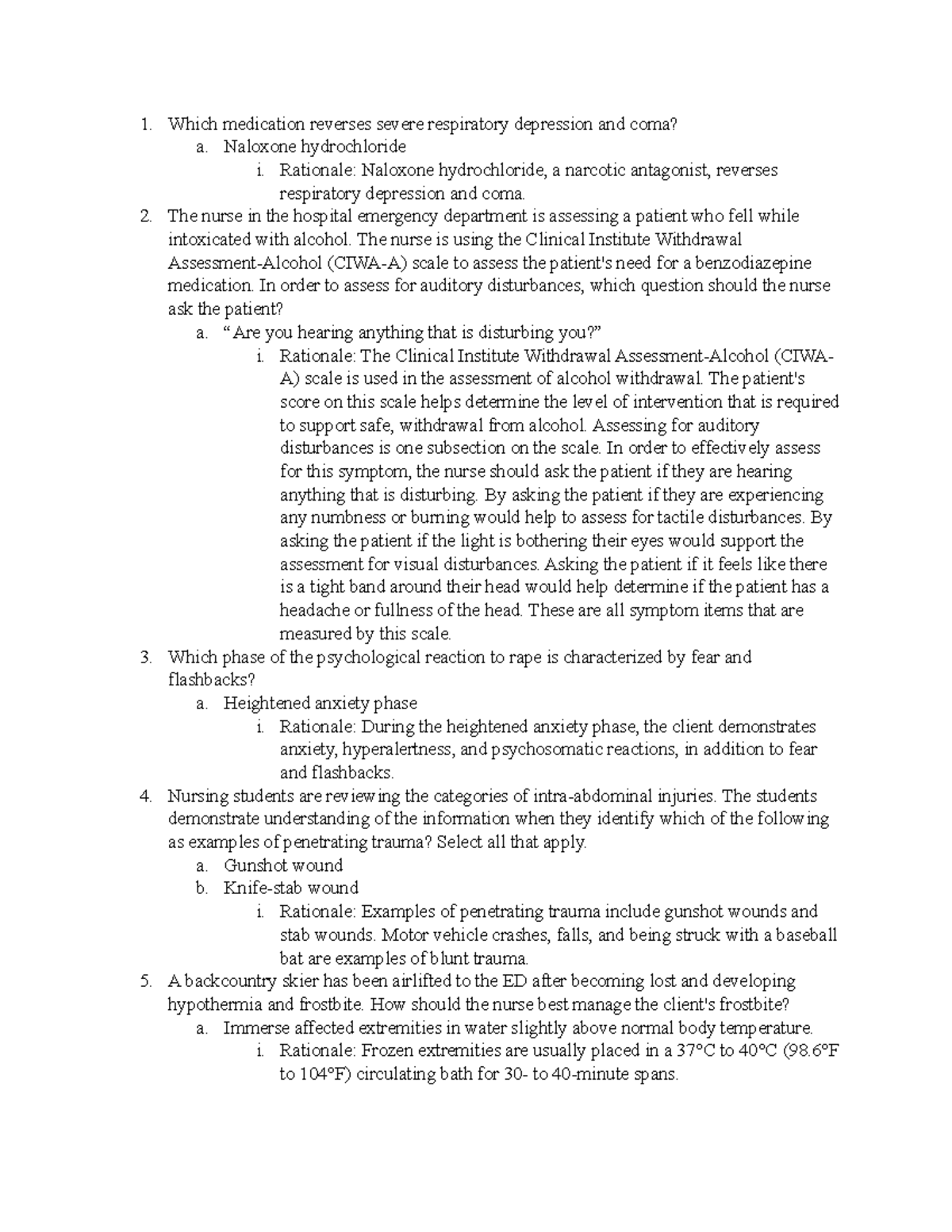 Nursing Practice Questions for Exam Preparation: Critical Care Focus ...