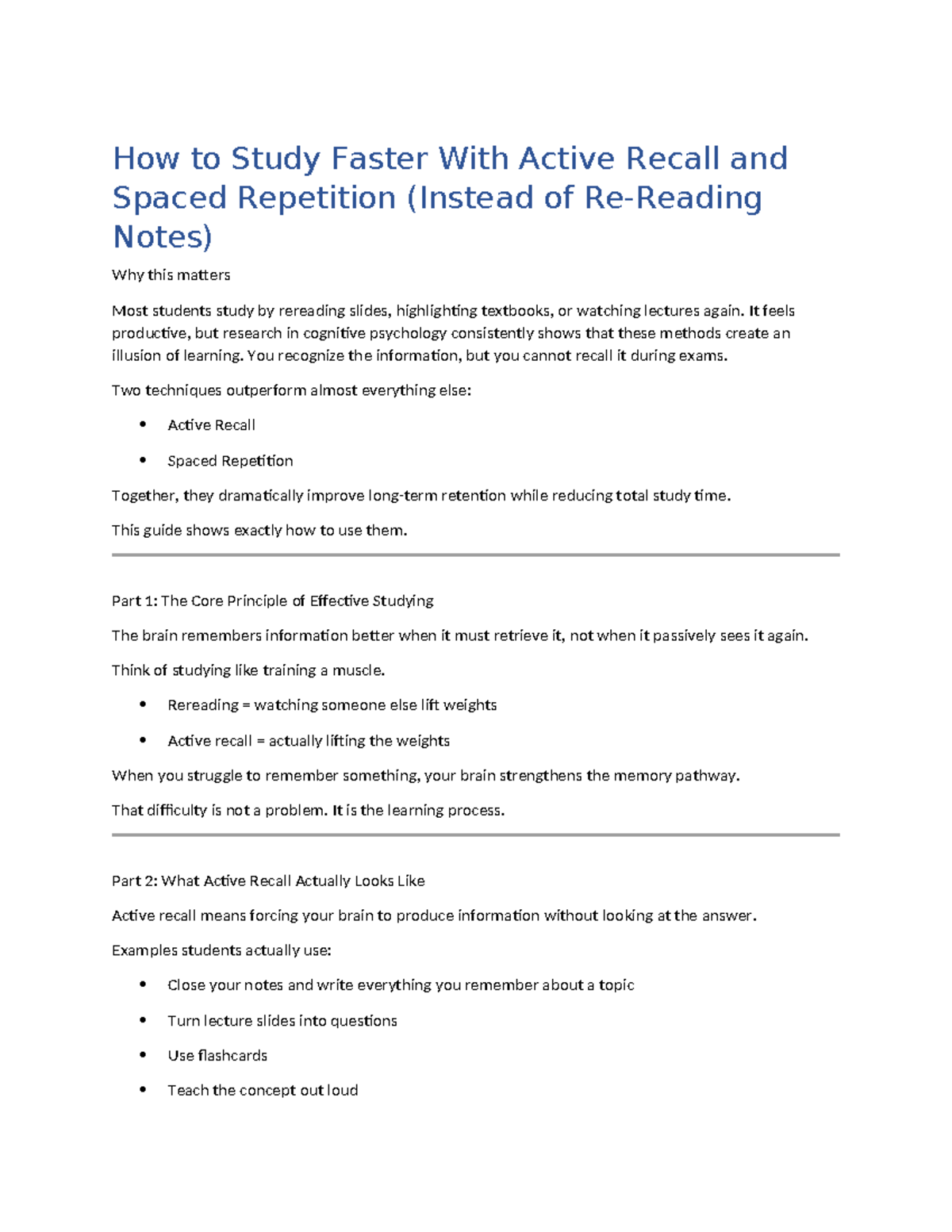 Effective Study Techniques: Active Recall & Spaced Repetition Guide ...