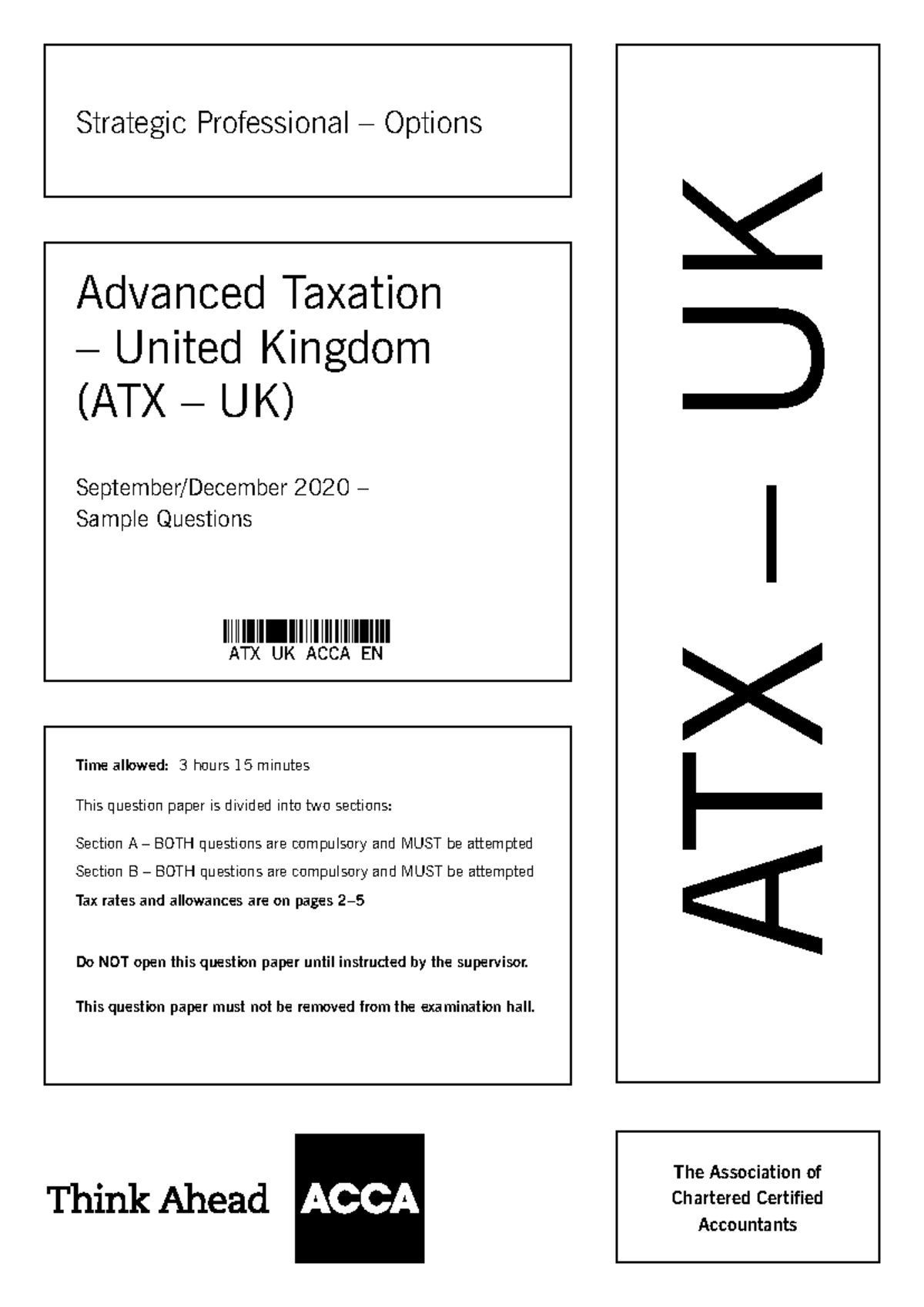 ATX UK 2020 Sample Exam Questions & Guidance for Strategic ...