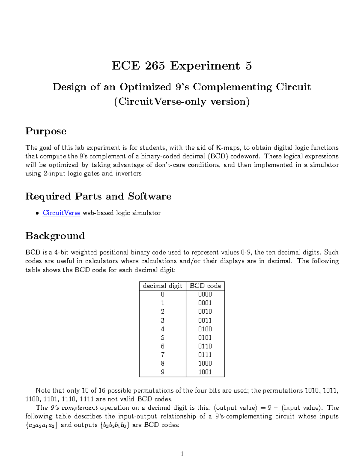 ECE 265 Lab 5: Optimizing Complementing Circuit Design - Studocu