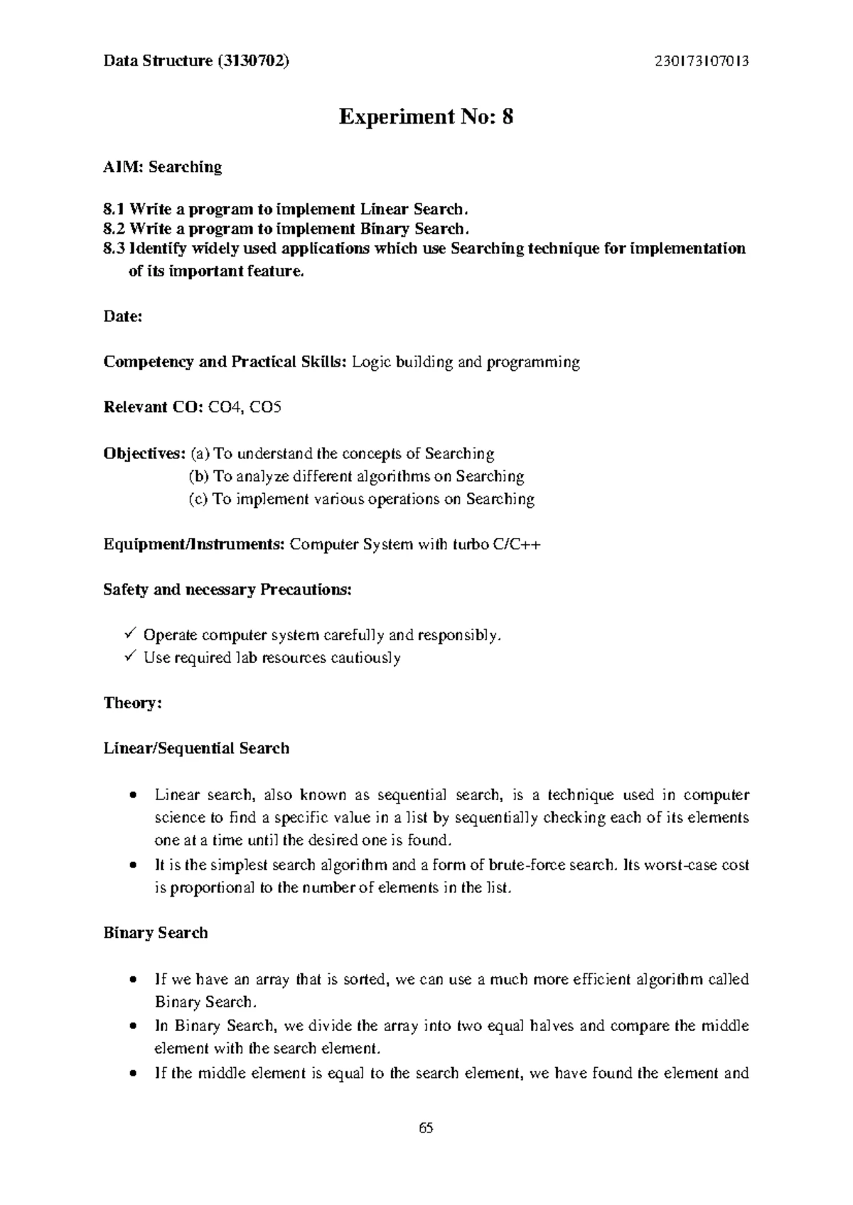 Data Structure (3130702) Practical 6: Binary Search Tree Implementation ...