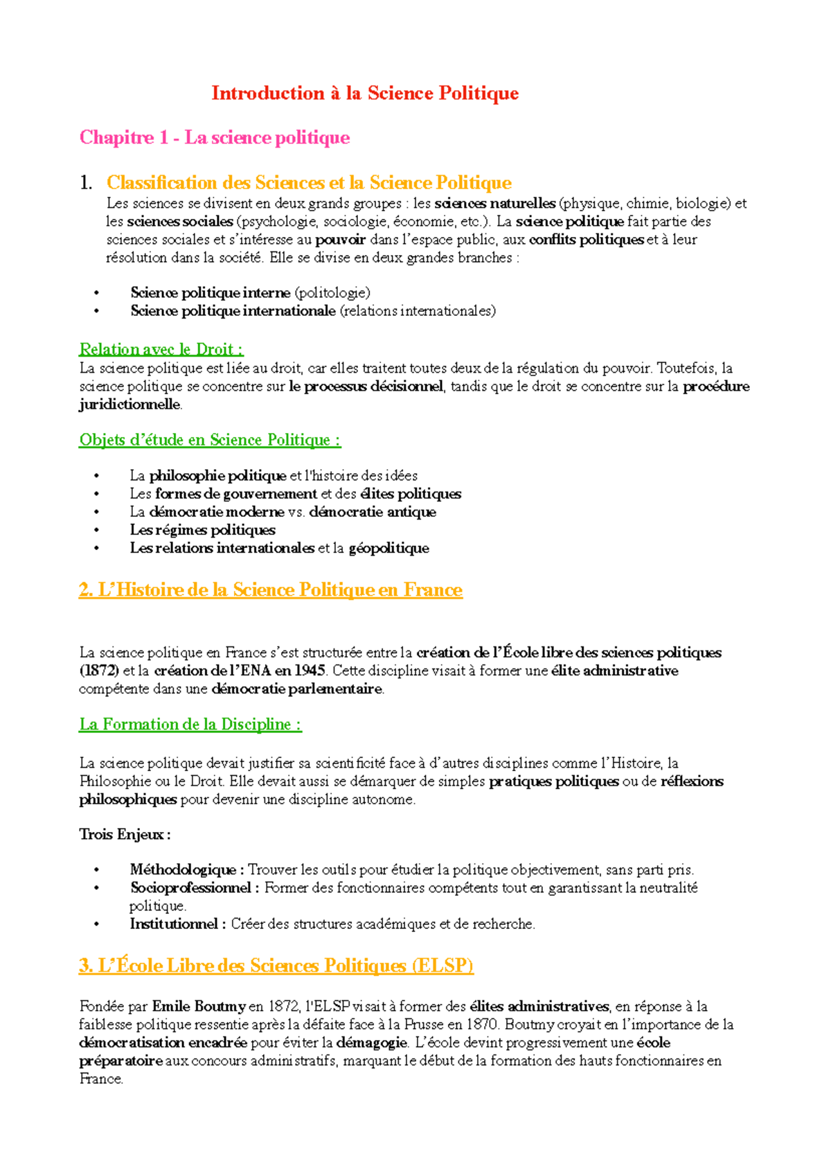 Cours ISP - Résumé Chapitre 1 et 2 - Introduction à la Science ...