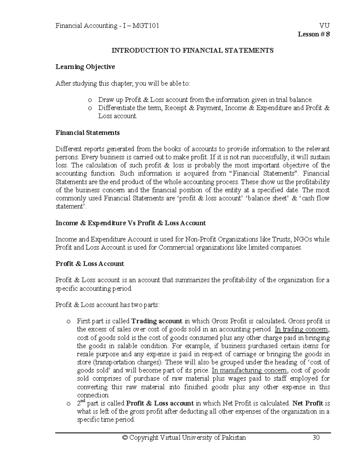 Lesson 8 - Goofld - Lesson # 8 INTRODUCTION TO FINANCIAL STATEMENTS ...