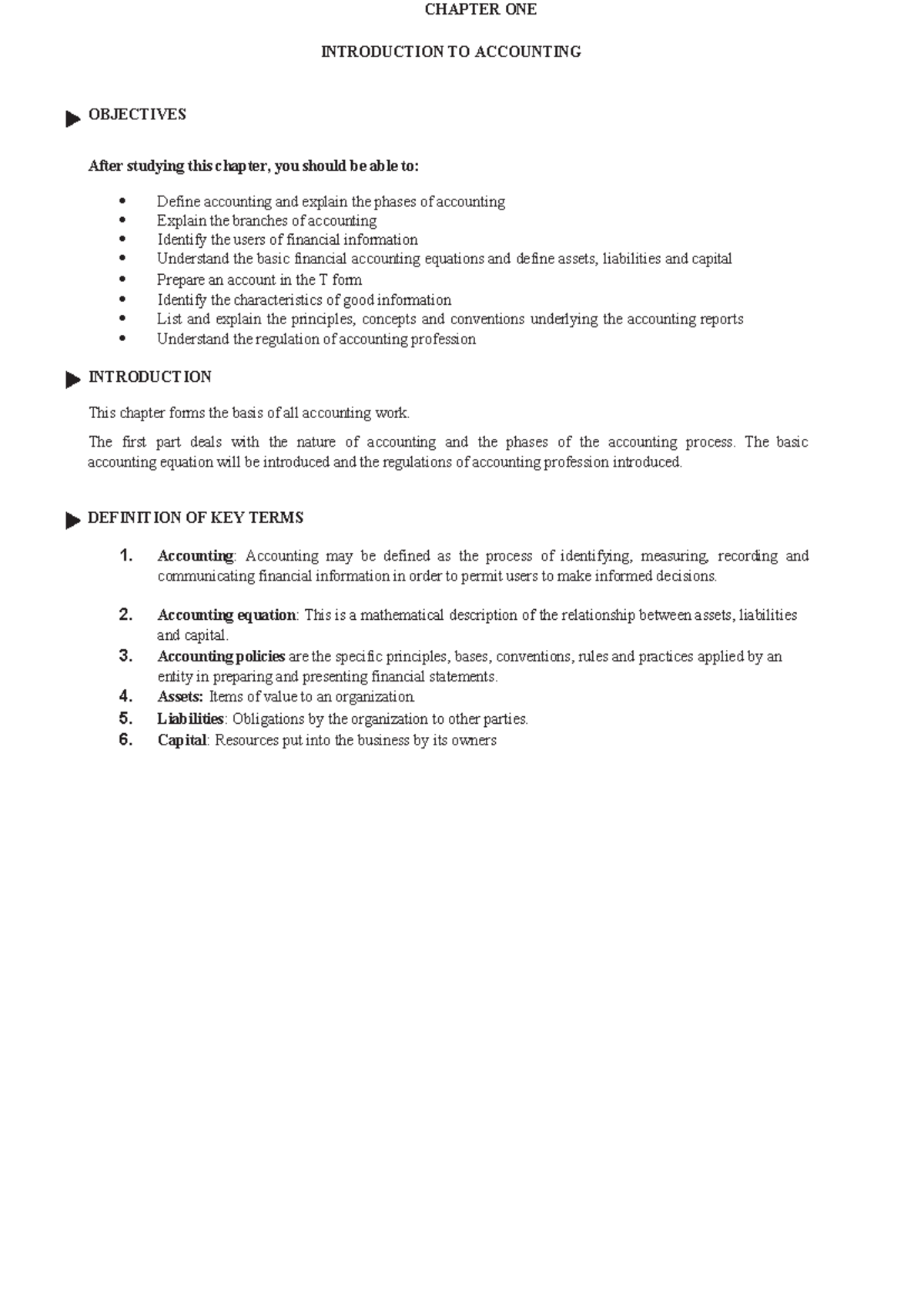 E ACC 101: Chapter 1 - Introduction to Accounting Concepts and ...