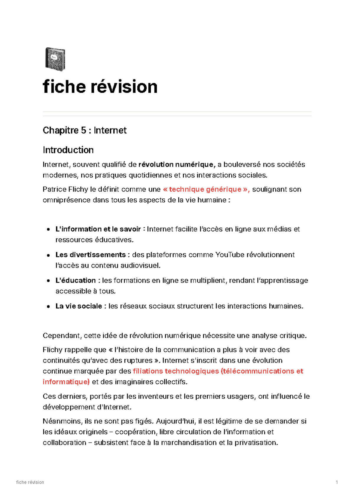 Chapitre 5 histoire de la com - 📓 fiche révision Chapitre 5 : Internet ...