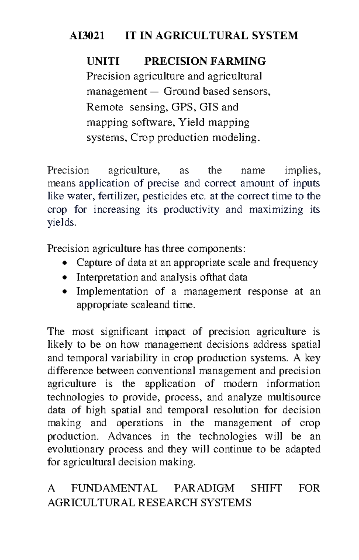 AI3021 Precision Farming: Innovations in Agricultural Management ...