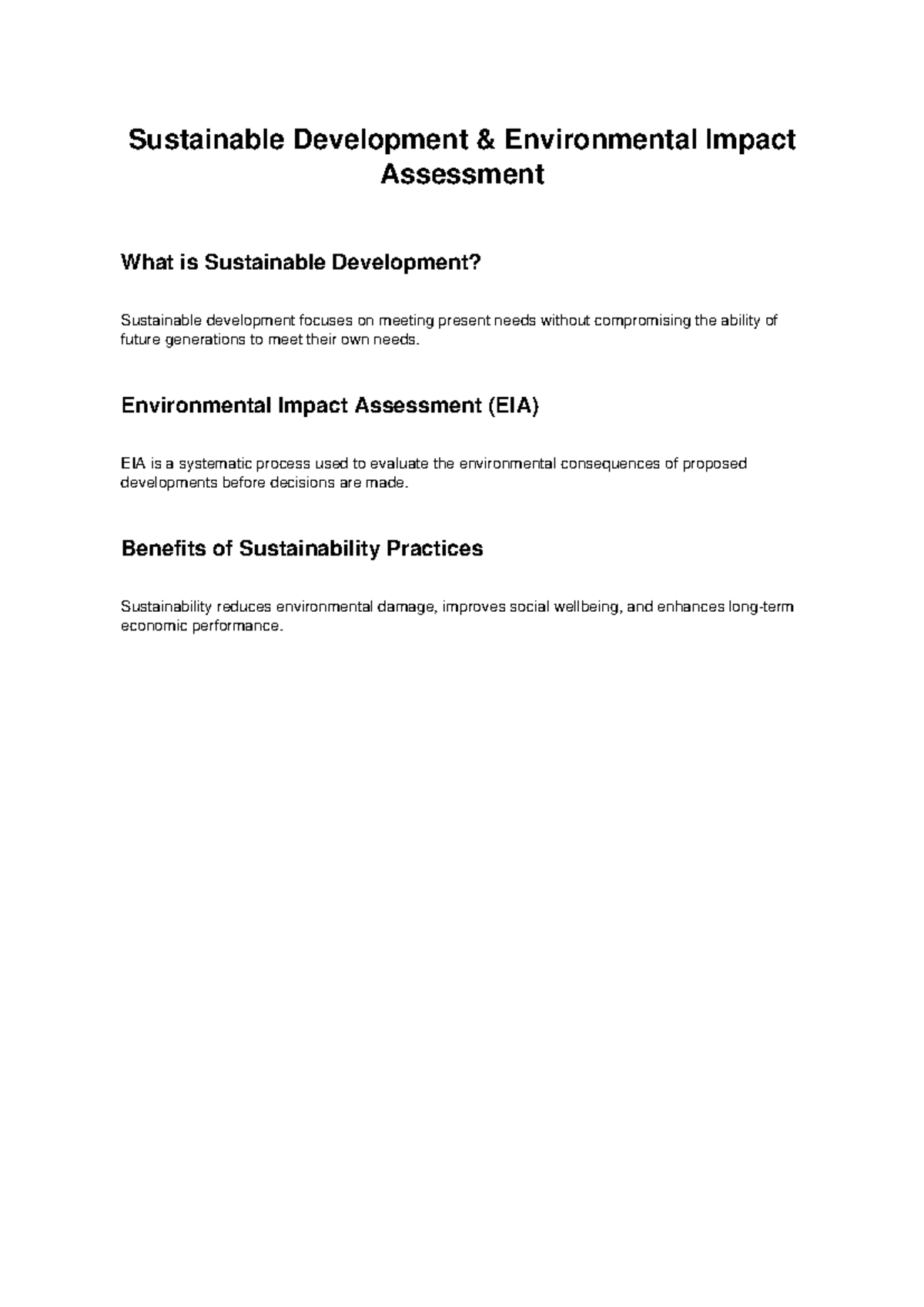 Sustainable Development and EIA Notes - Sustainable Development ...