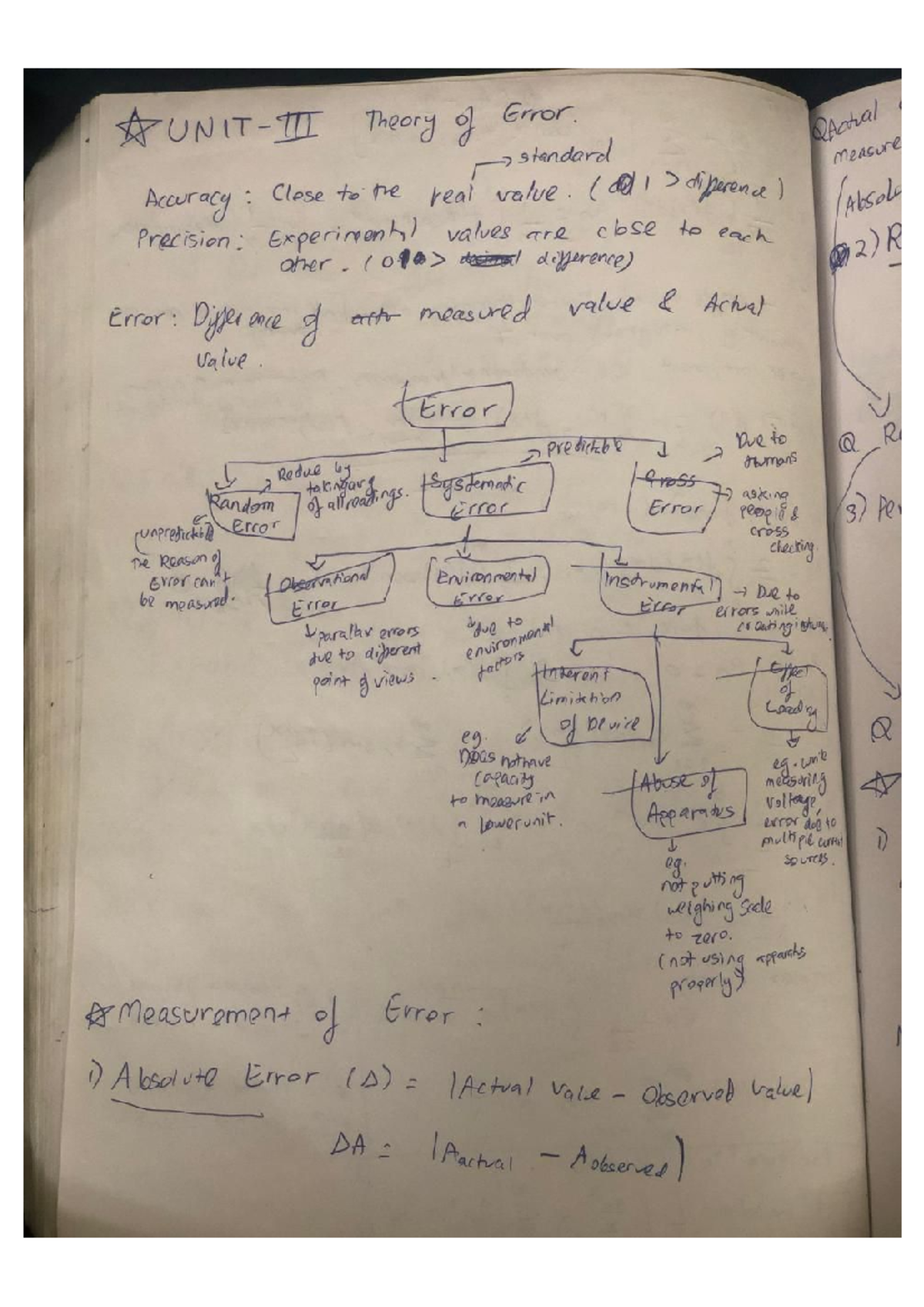 PHY222-U3 - Handwritten Notes on Error Analysis and Measurements - Studocu