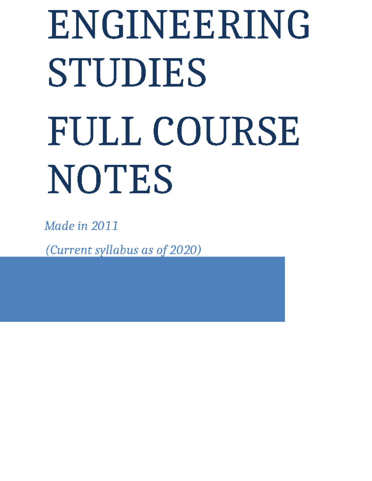 Engineering Studies Full Course Notes - ENGINEERING STUDIES FULL COURSE ...
