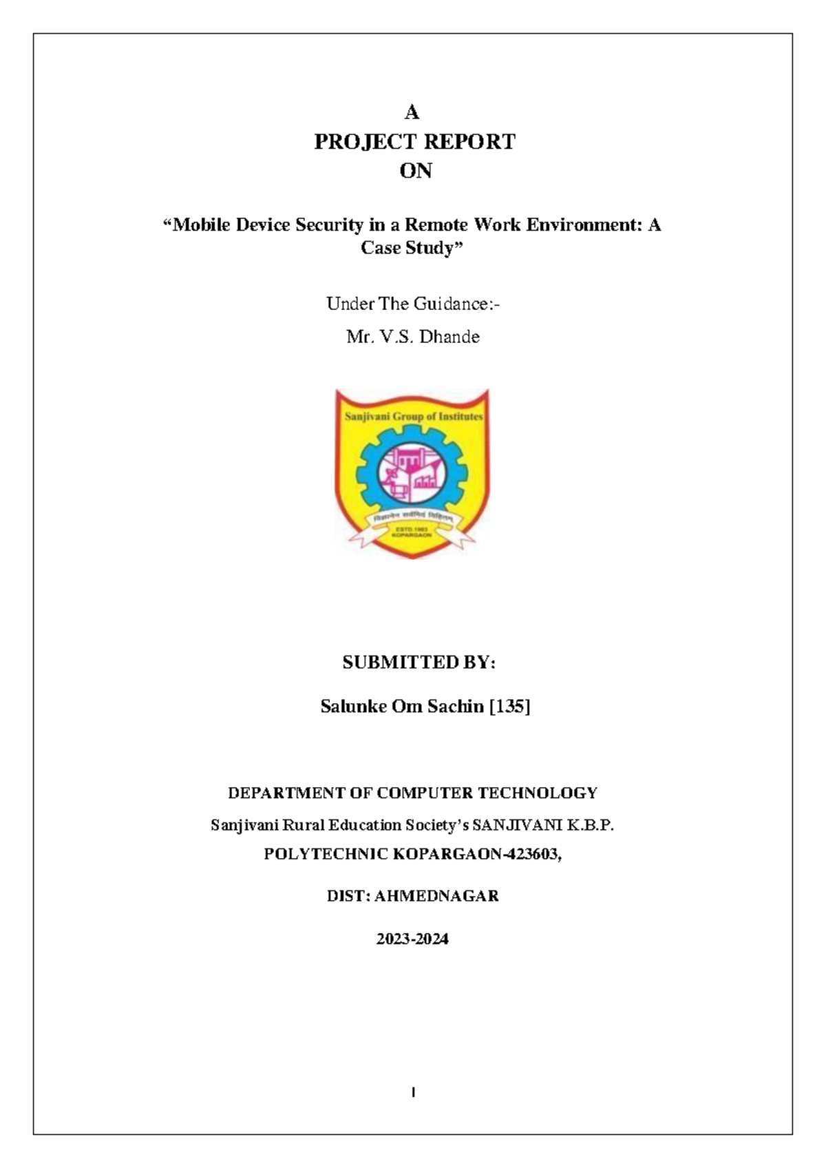 Device Security in Remote Work: A Case Study Report (DCT 2023) - Studocu