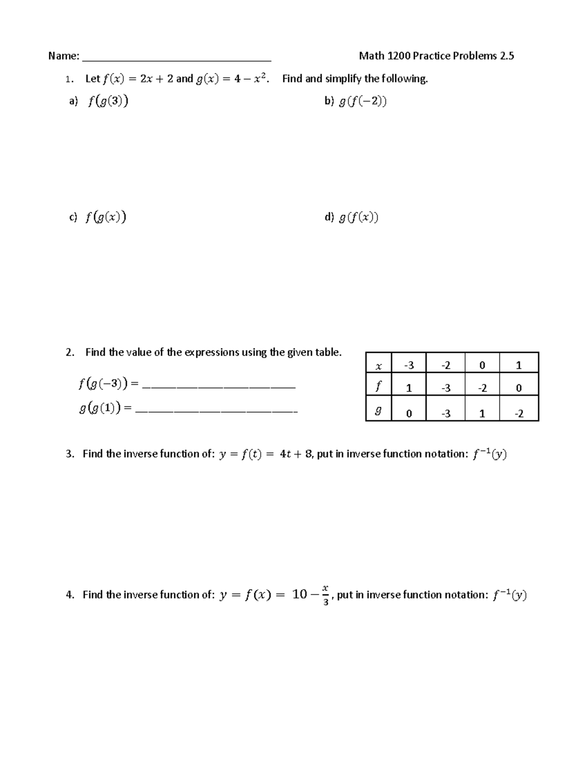 Math1200Practice Problems 2.5 2 - Name ...