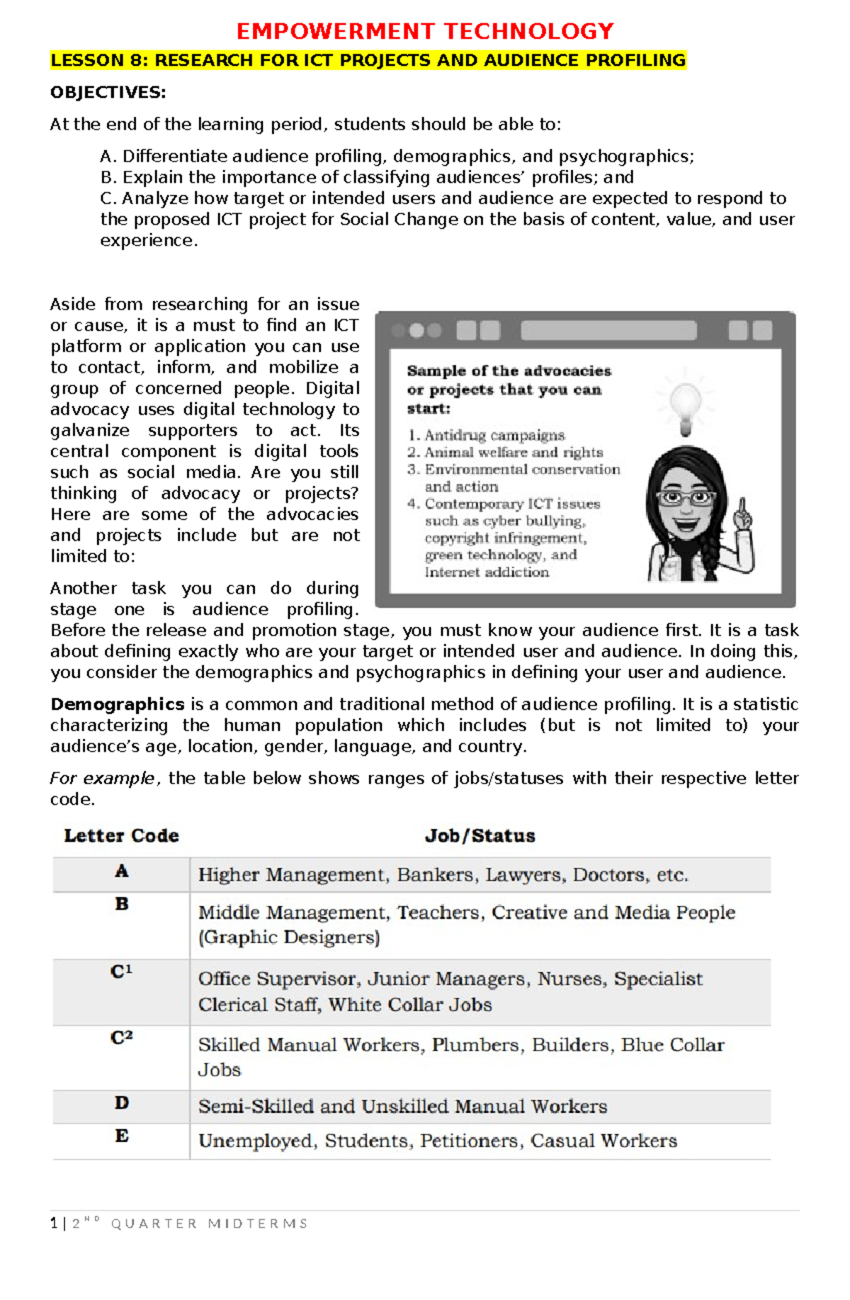 Lesson 8: Research for ICT Projects & Audience Profiling - Studocu