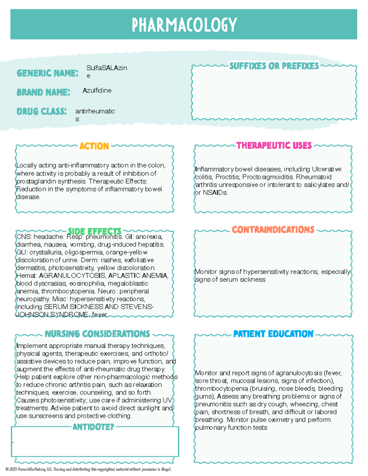 Sulfa SALAzine Medication Profile Analysis and Insights - Studocu