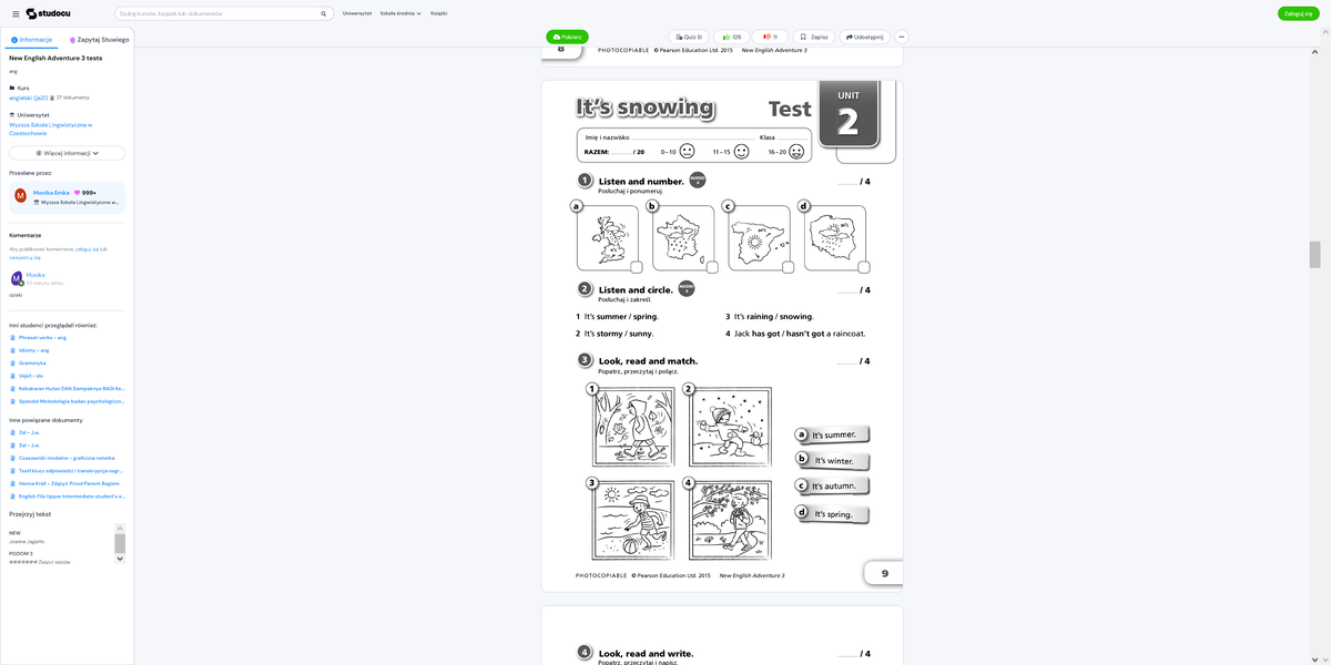 Unit New English Adventure 2 Testy Do Pobrania