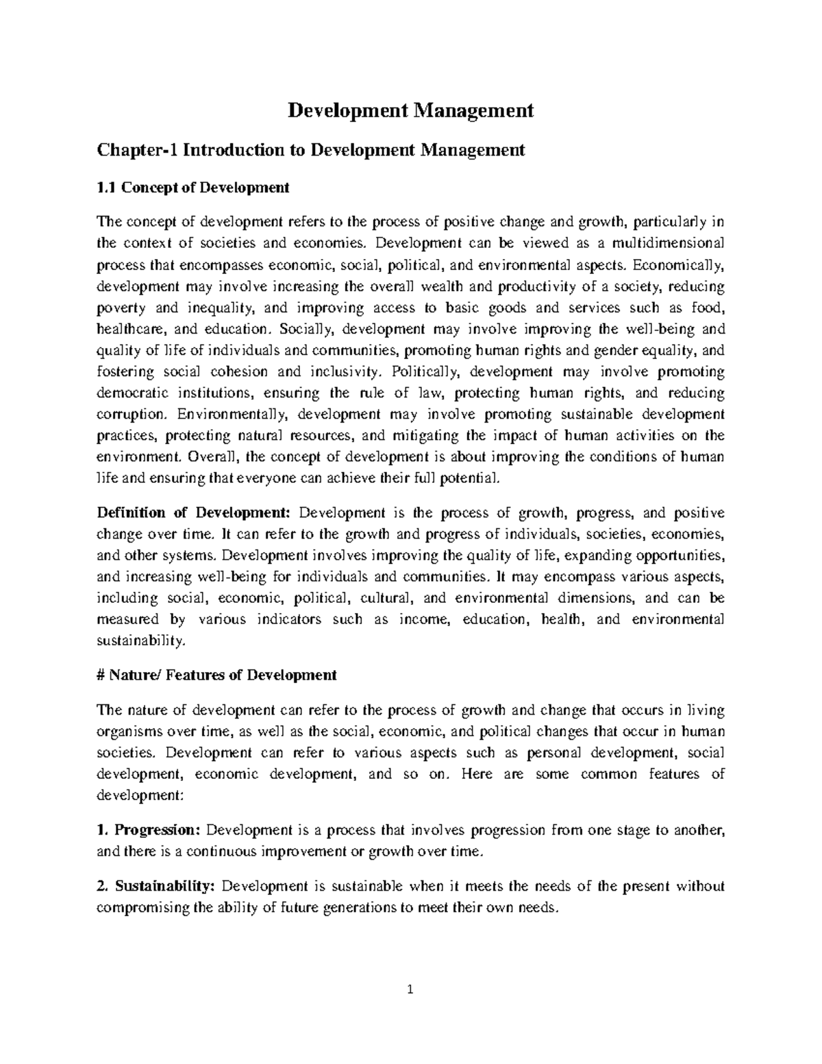 Chapter 1: Introduction to Development Management - MPA 1st Sem TU ...