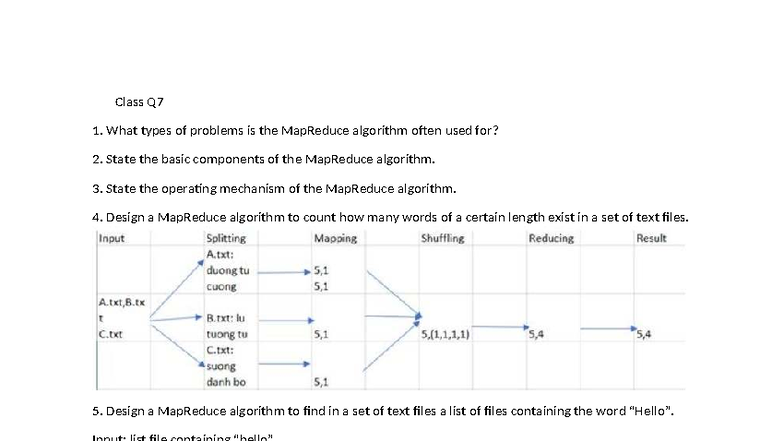 Class Q7 - MapReduce Algorithm Concepts and Design - Studocu