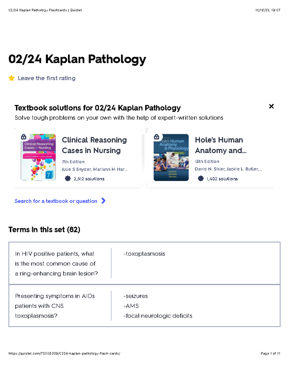 Kaplan Pathology Quizlet Flashcards - 02/24 Study Guide - Studocu