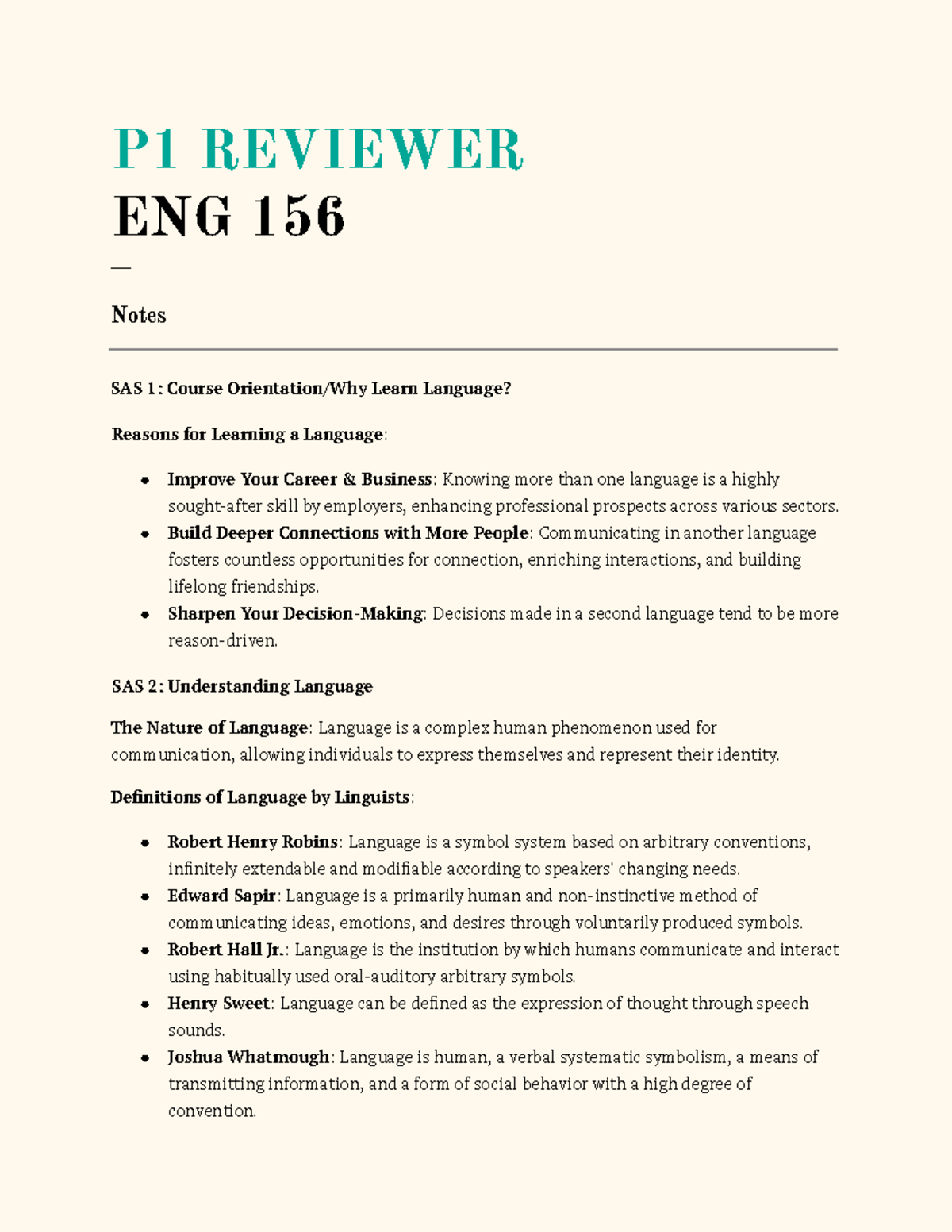 ENG 156 P1 Notes: Language Learning, Policy, and Multilingual Education ...