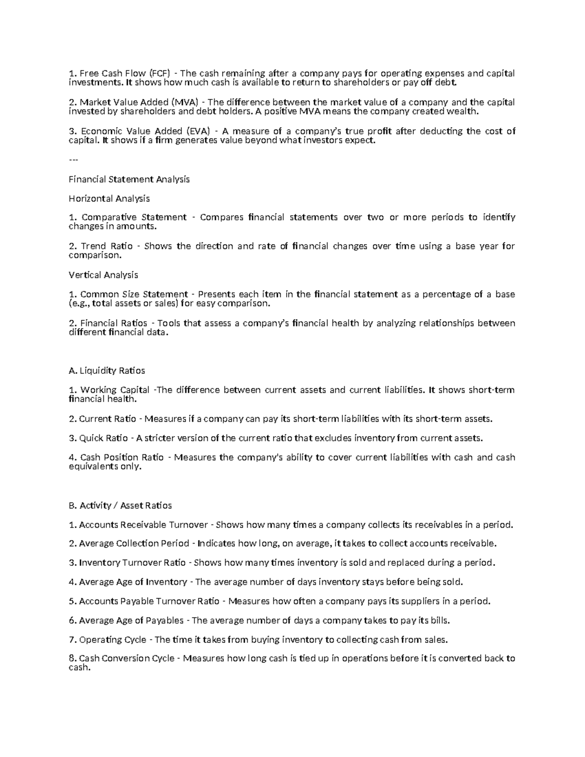 Financial Analysis Concepts and Ratios (FIN 360) - Studocu