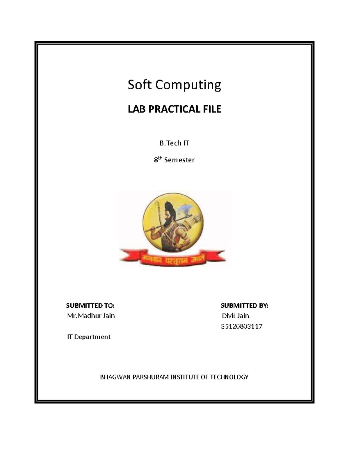Soft Computing Lab Practical - B.Tech IT 8th Sem Experiments - Studocu