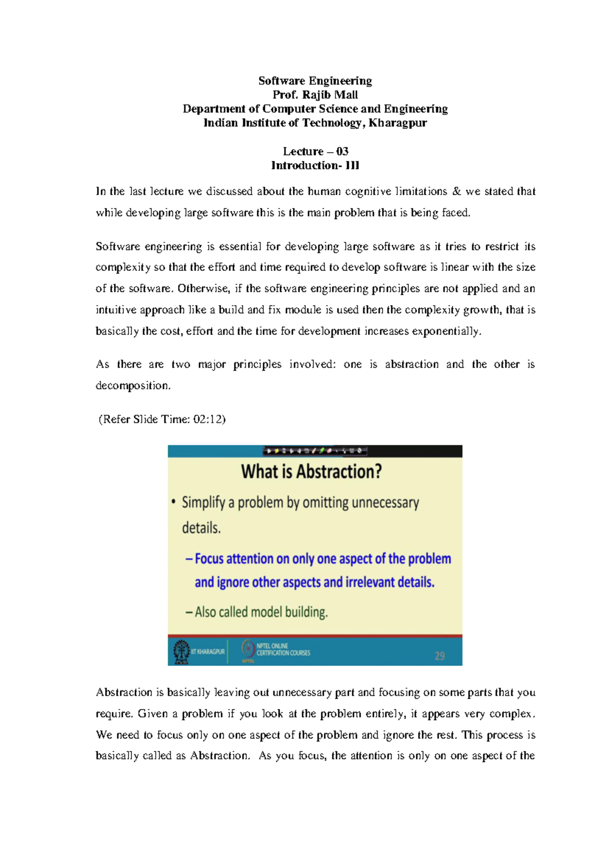 Lec3 - Software Engineering Principles: Abstraction & Decomposition ...