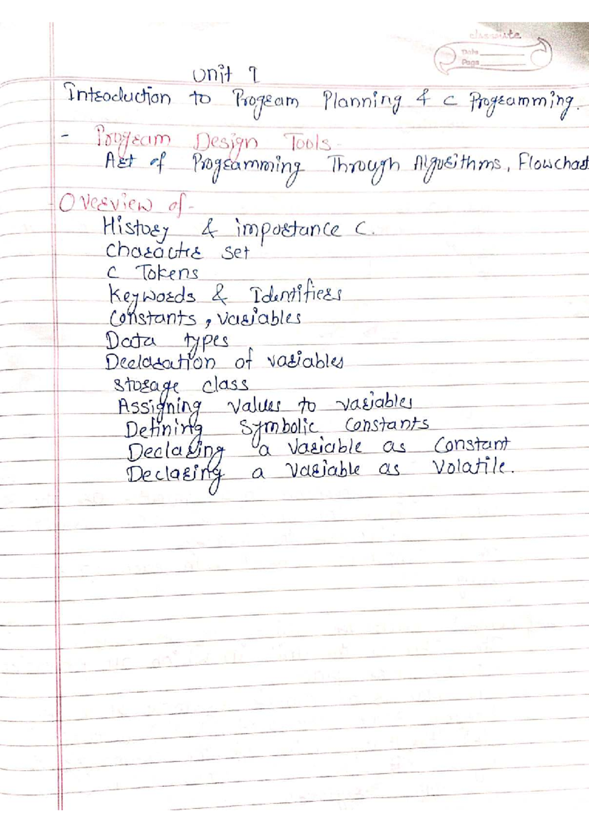 Unit 1 Notes - Introduction to Programming Concepts and Tools - Studocu