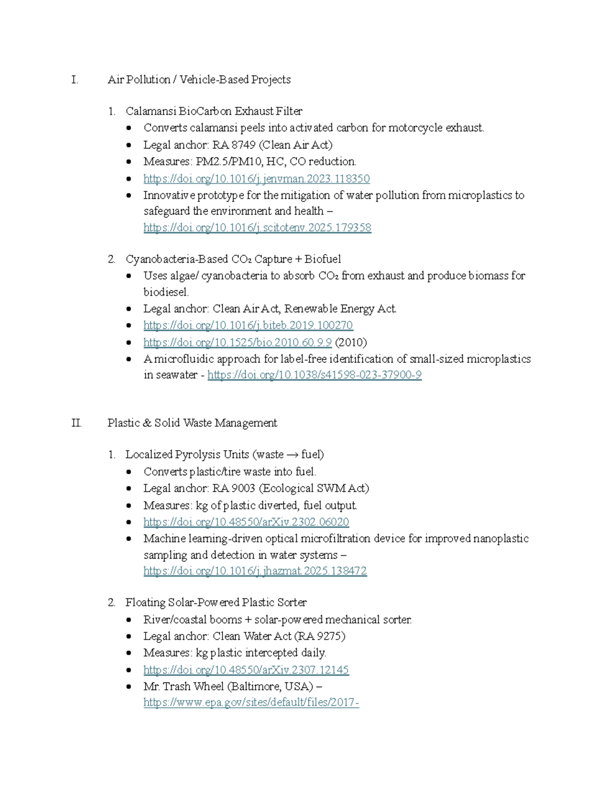 Proposed Projects on Air Pollution & Waste Management Solutions - Studocu