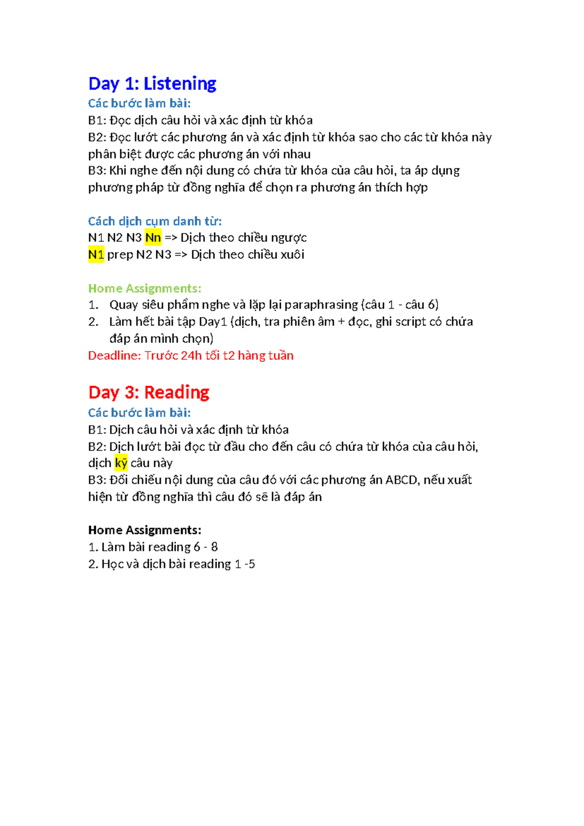 Ielts CC 0312 - Listening and Reading Strategies for Day 1 and 3 - Studocu