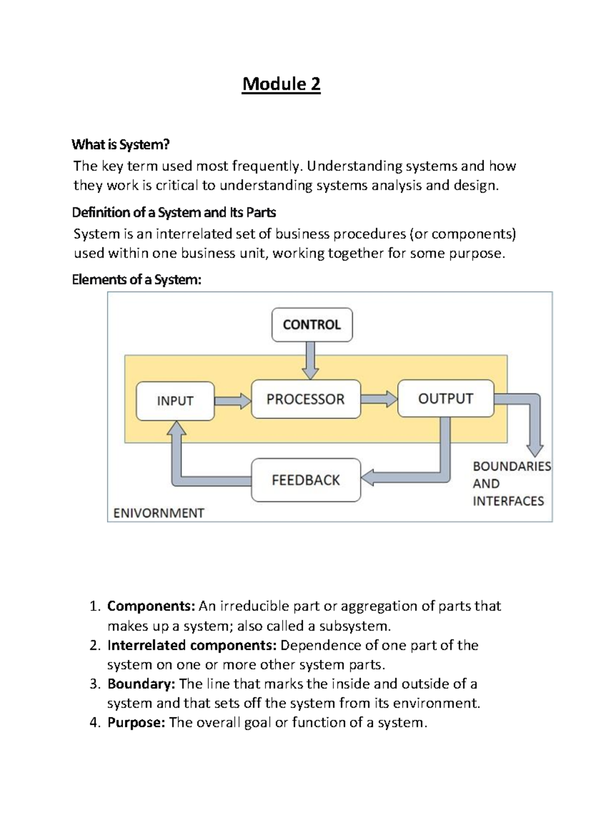 MIS-Module 2: Understanding systems and their components in analysis ...