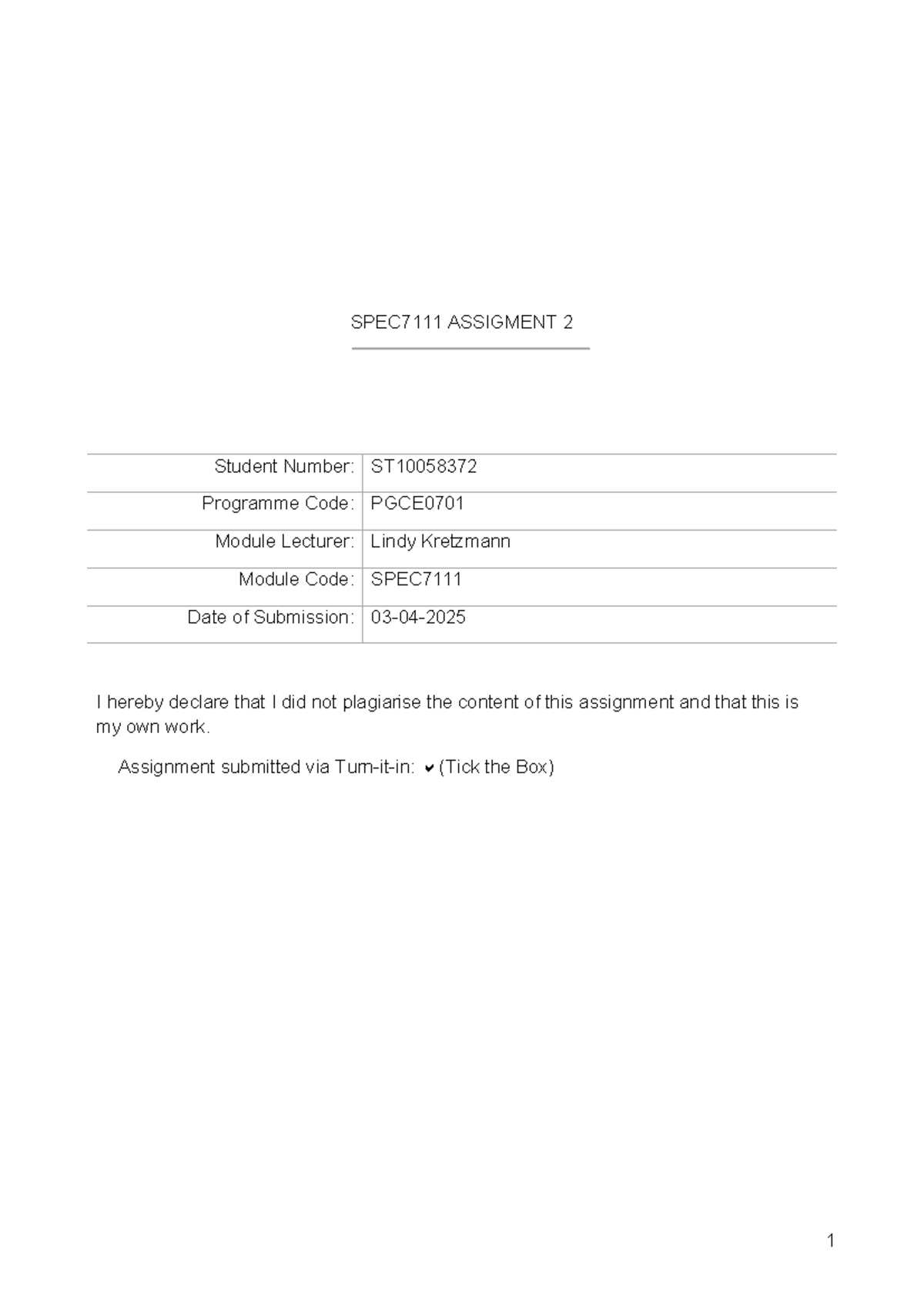 Assignment 2: PCK and Curriculum Strategies for Grade 8 EMS (SPEC7111 ...