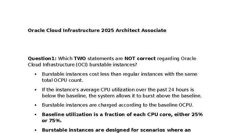 Oracle Cloud Infrastructure 2025 Architect Associate Exam Questions ...