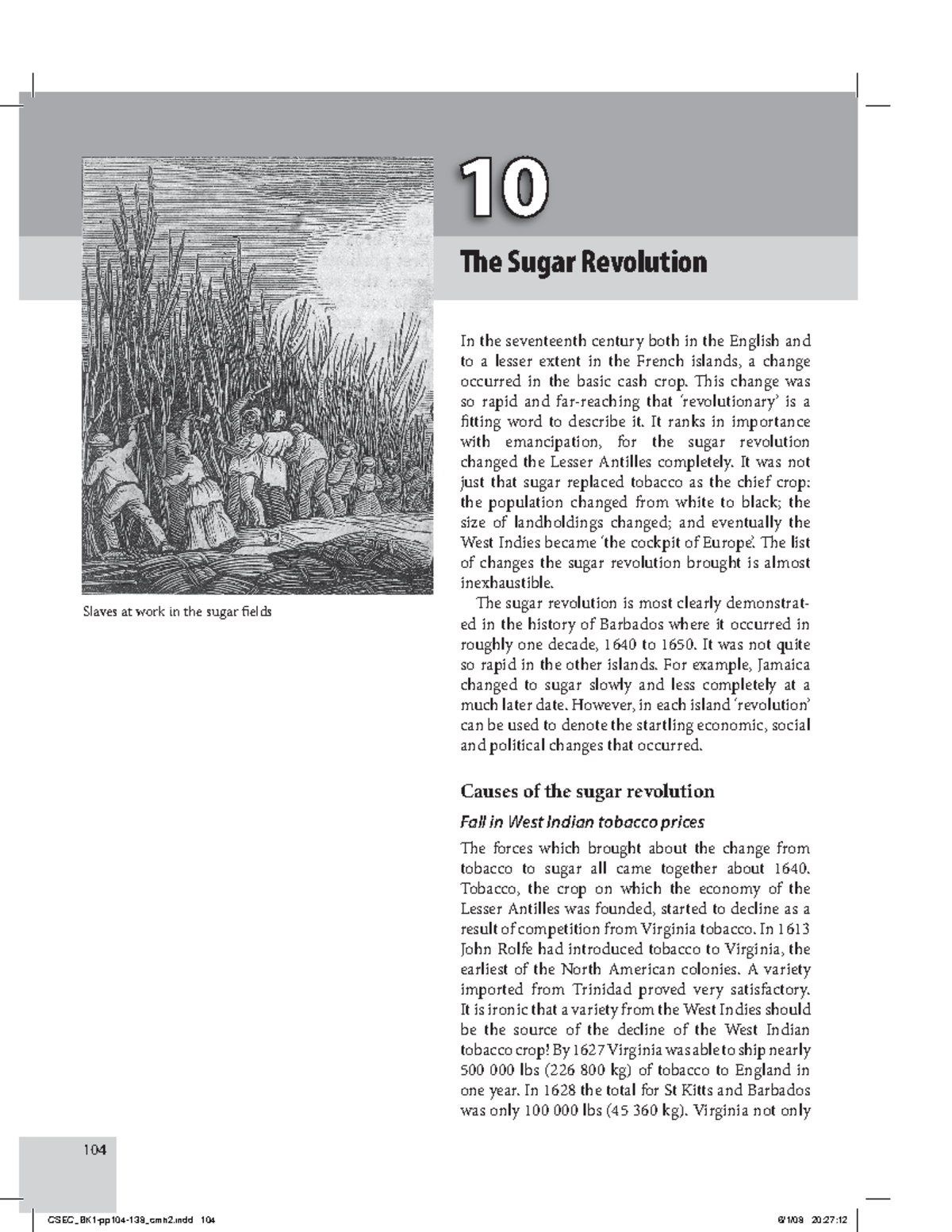 Sugar Revolution csec history book 1 - 104 Slaves at work in the sugar ...