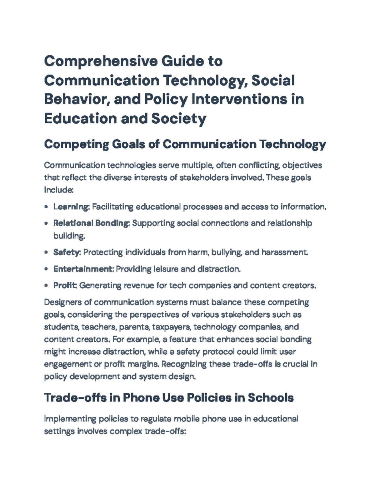 Comprehensive Guide to Communication Tech & Social Policies in ...
