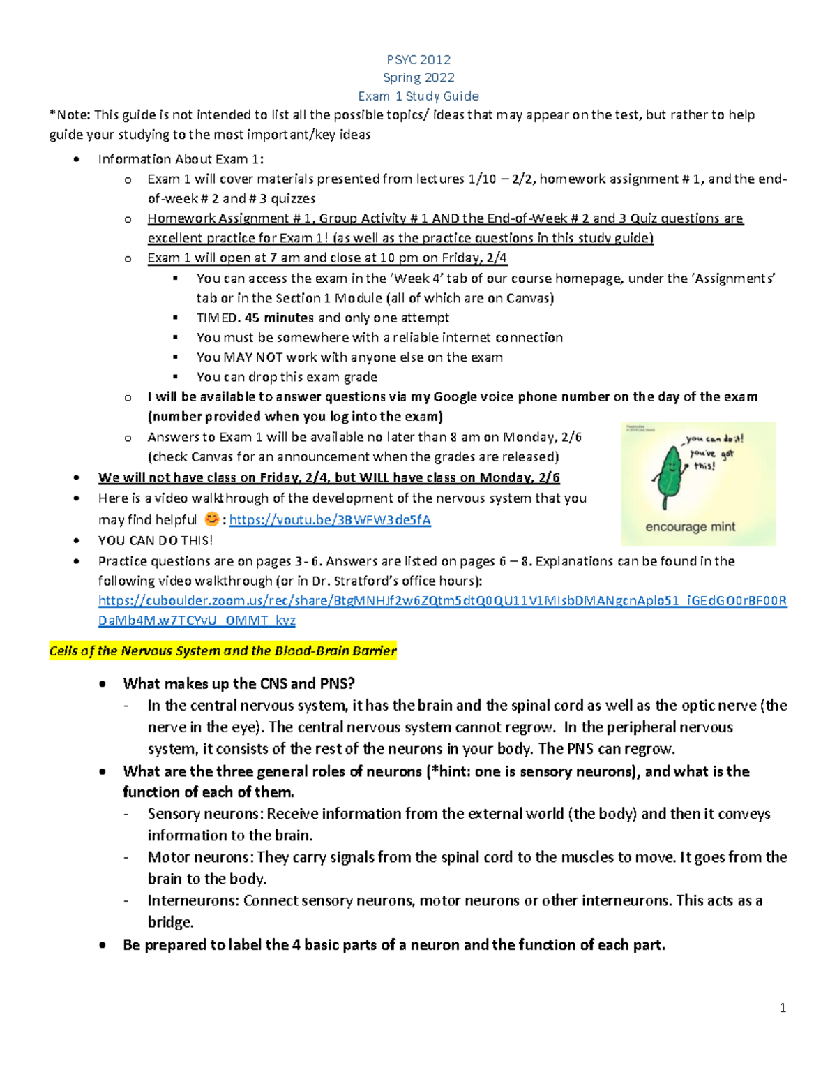 PSYC 2012 Exam 1 Comprehensive Study Guide and Key Concepts - Studocu