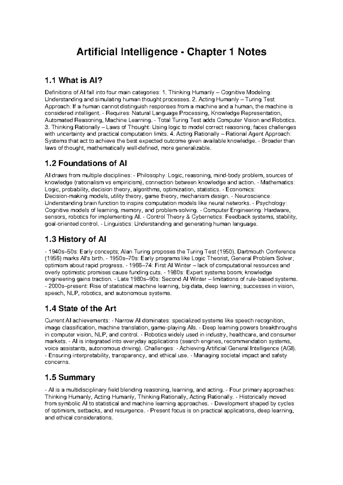 AI 101: Chapter 1 - Introduction to Artificial Intelligence - Studocu