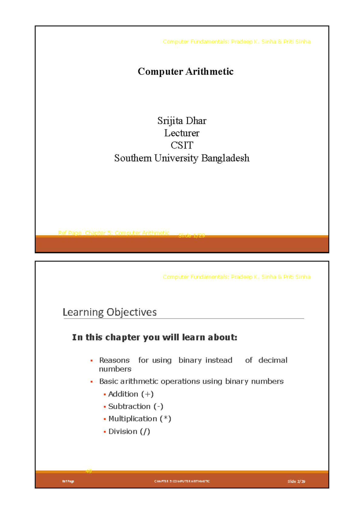 CSIT 101: Chapter 5 - Computer Arithmetic Overview and Examples - Studocu