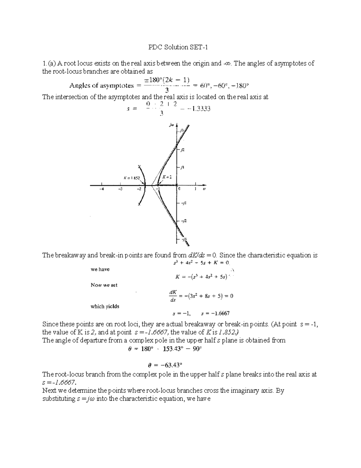 Solution-pdc - solution manual - PDC Solution SET- 1.(a) A root locus ...