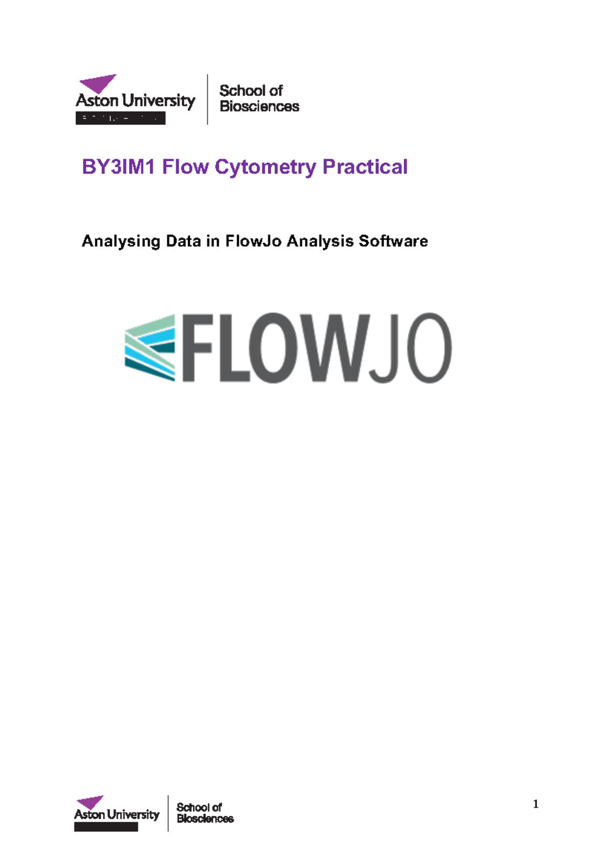 BY3IM1 Flow Cytometry Practical Guide: Analyzing Data with FlowJo - Studocu