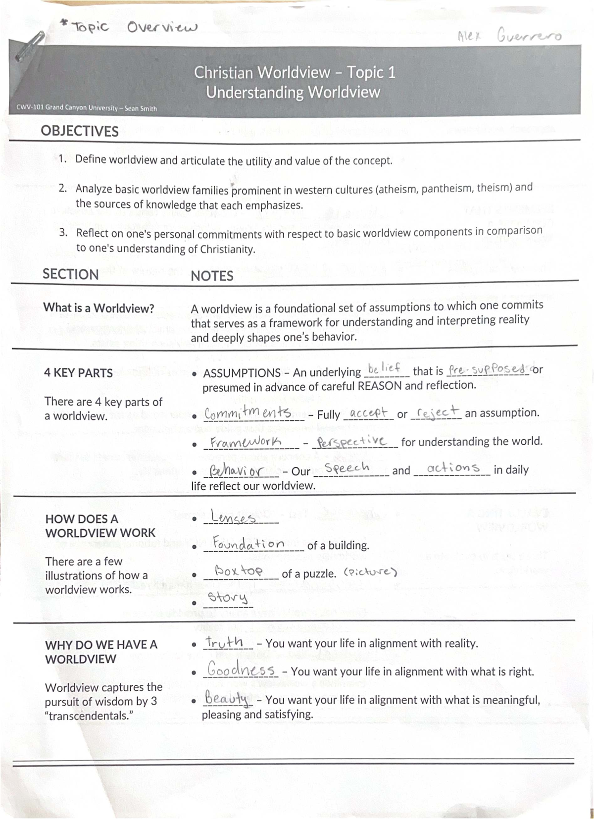 Final Exam Guide: Understanding Worldview (Course Code: GCU) - Studocu