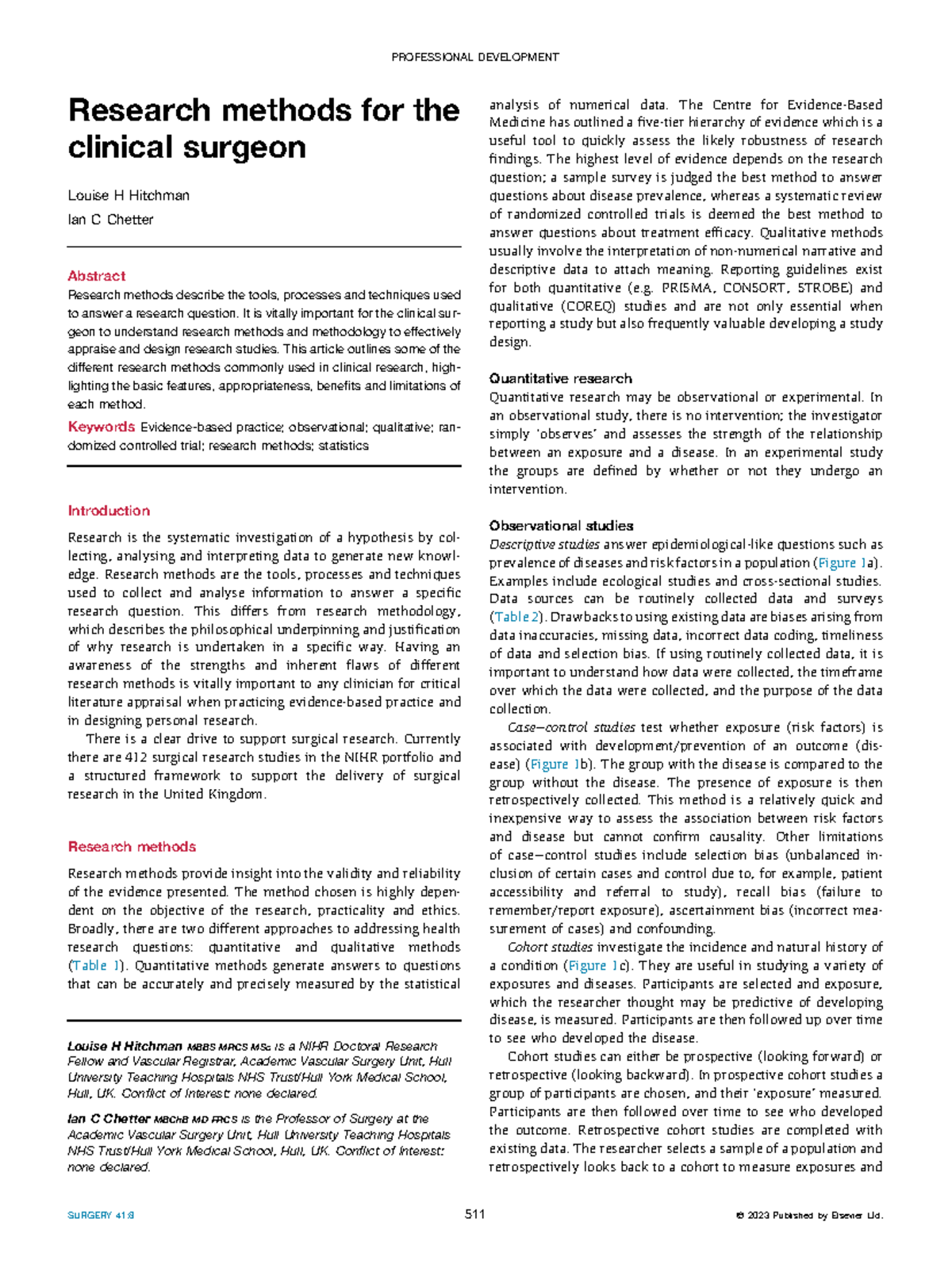 Research methods - It is vitally important for the clinical sur- geon ...