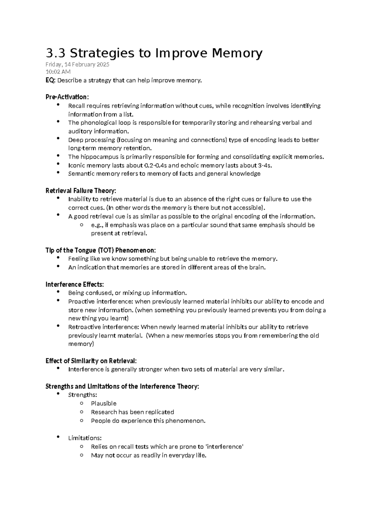3.3 Memory Improvement Strategies: Understanding Retrieval and ...