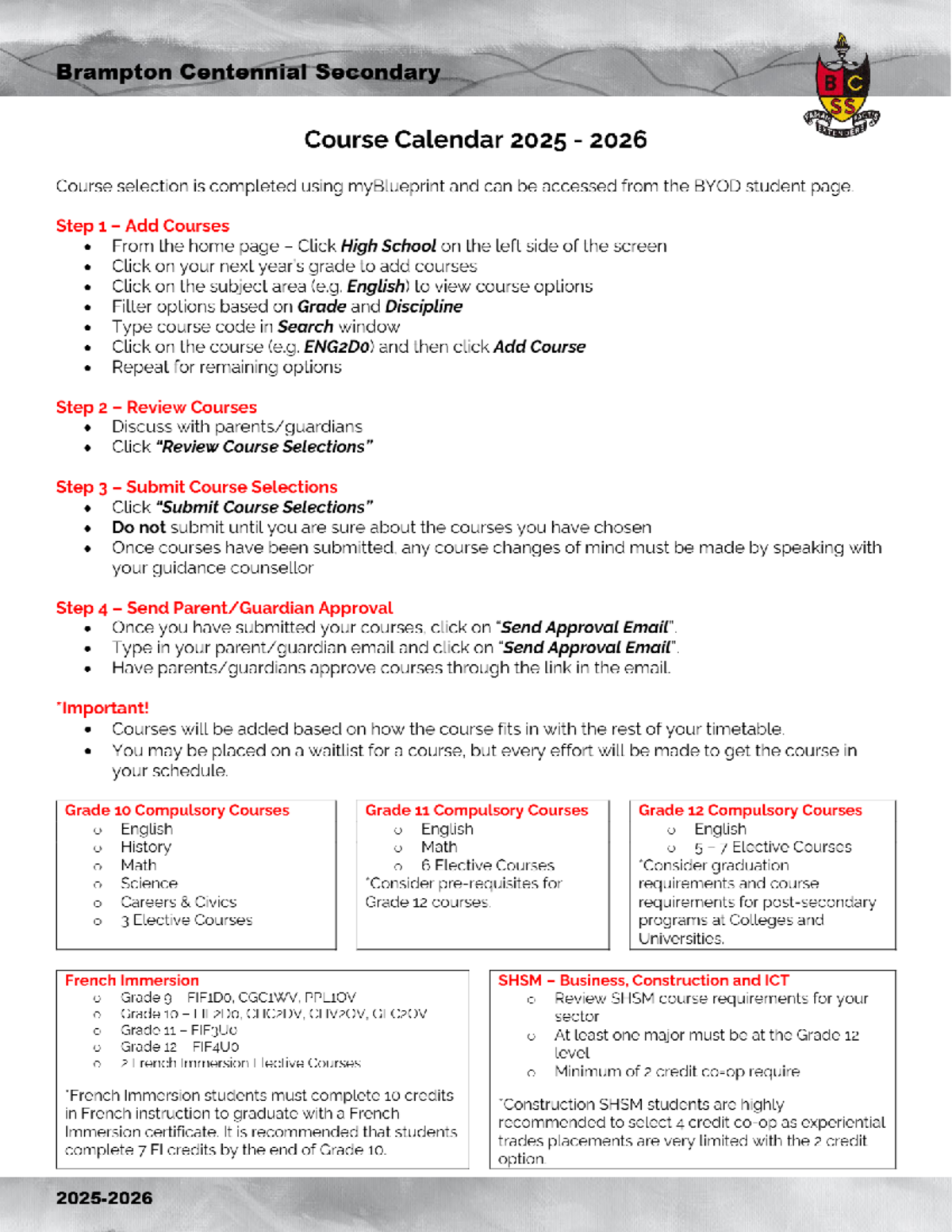 Attachment PDF BCSS 2025-26 Course Calendar Guidance Copy - Course ...