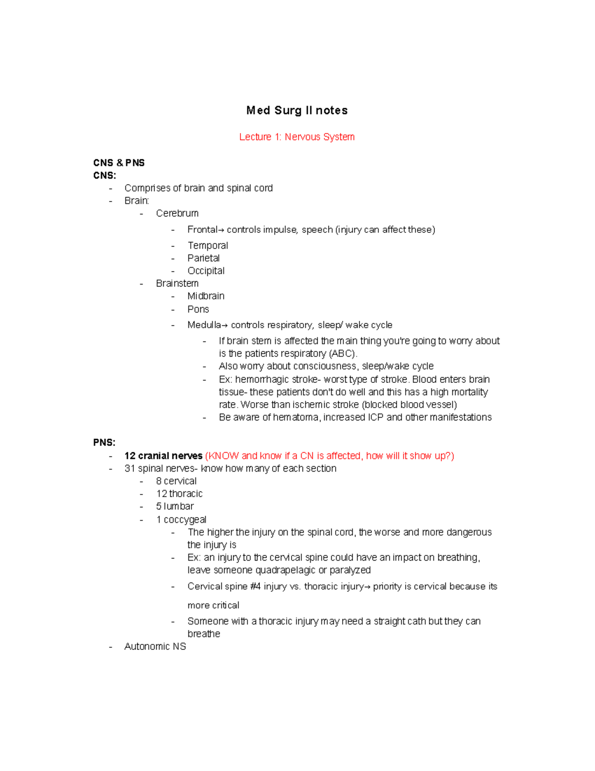Med Surg II Final Exam Notes: Stroke, ICP Assessment, & Neuro Care ...