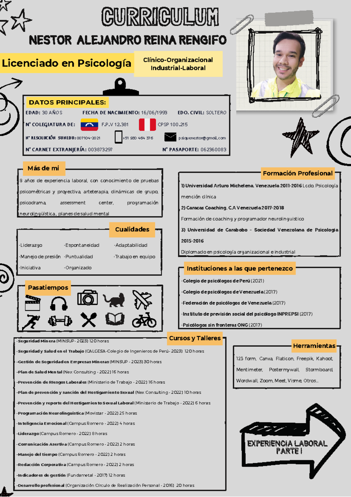 Curriculum Vitae de Néstor Reina - Lic. en Psicología Cód. CV 2023 ...