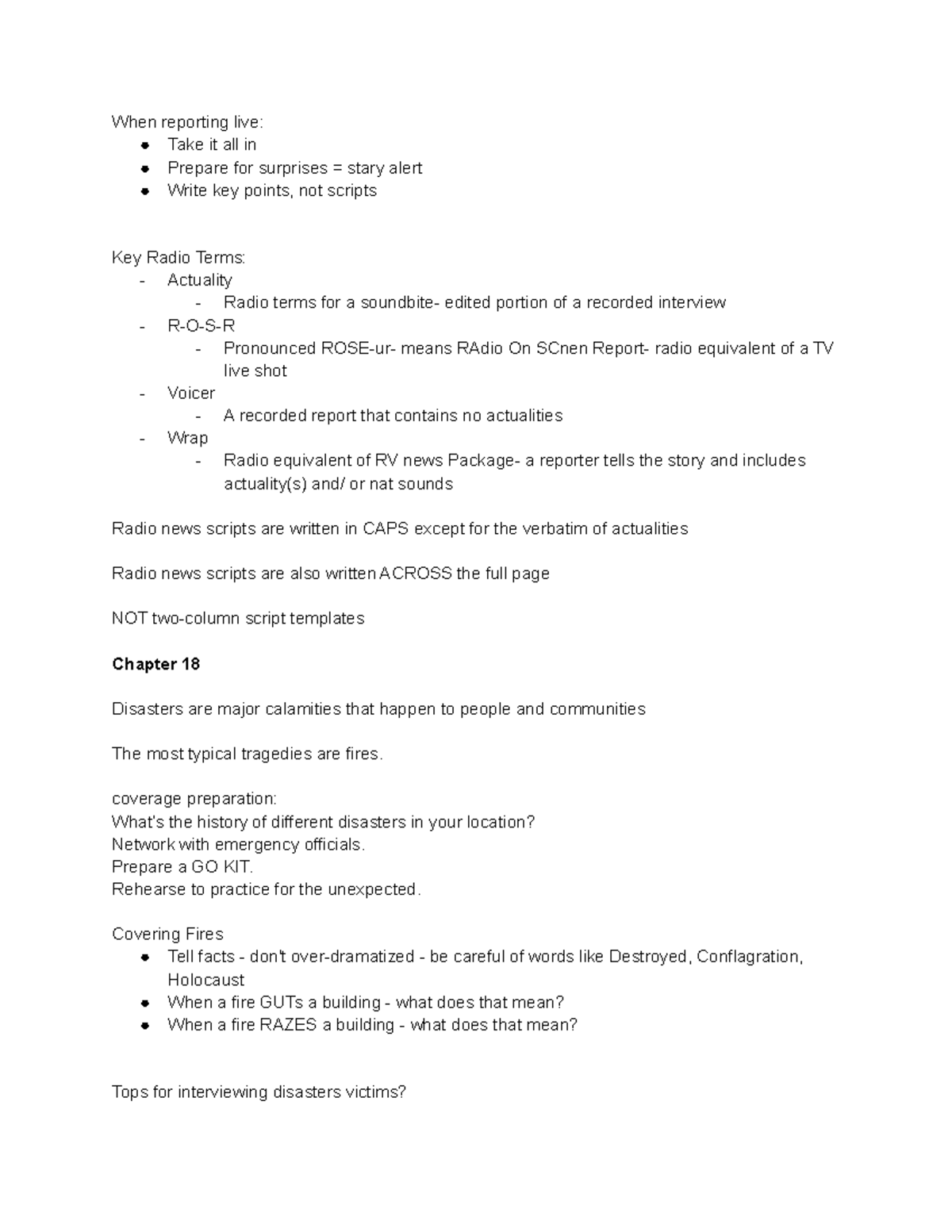 JRN 202: Broadcast Journalism Live Reporting & Interview Techniques ...