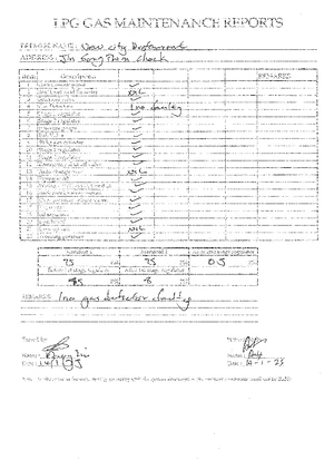 LPG Gas Maintenance Report - New City Restaurant (2025) - Studocu